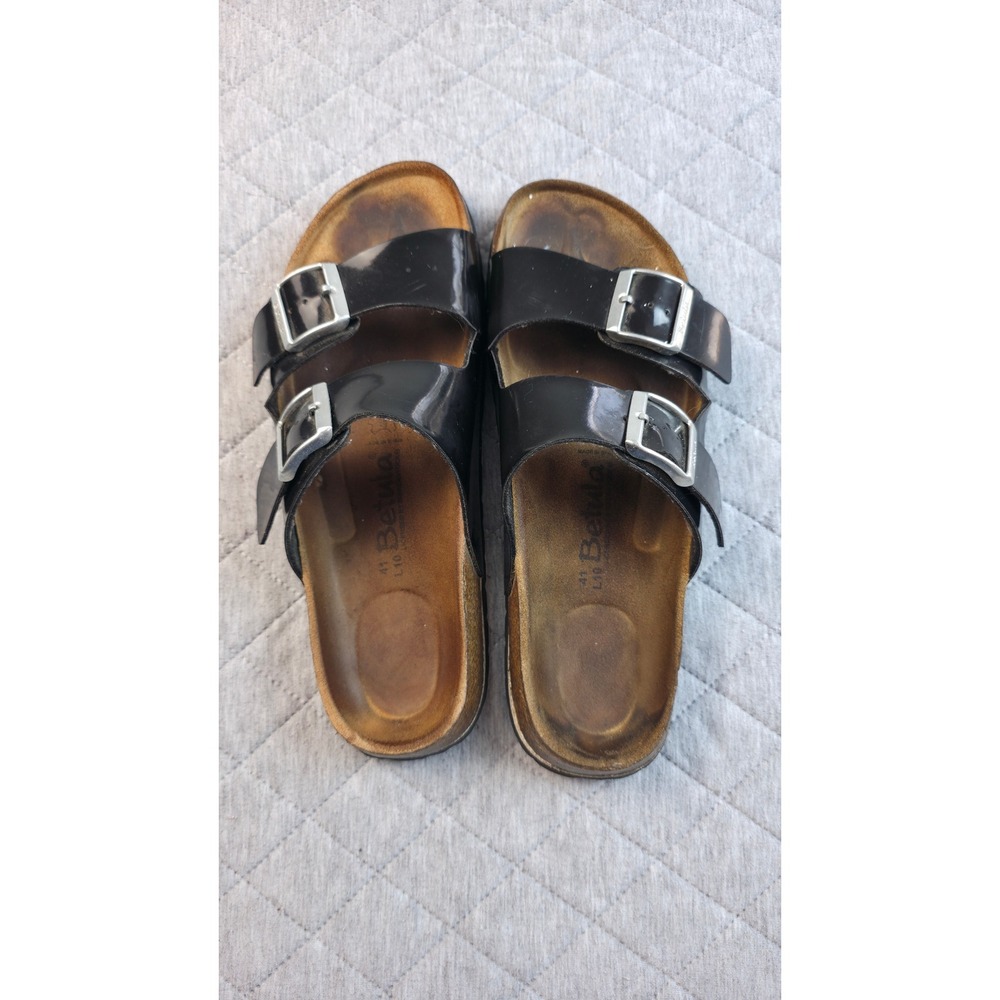 Betula Licensed by Birkenstock Arizona Sandals Black Patent Size 41 L10 Women's